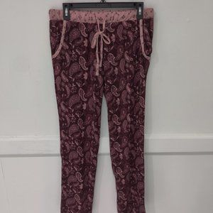 NWoT Lucky Brand Women's Drawstring Lounge Pants Burgundy Size S $85 FFF006